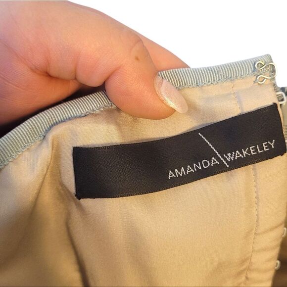 Amanda Wakeley Women's Light Blue Panel Strapless Midi Dress Size US 6 - Picture 5 of 9